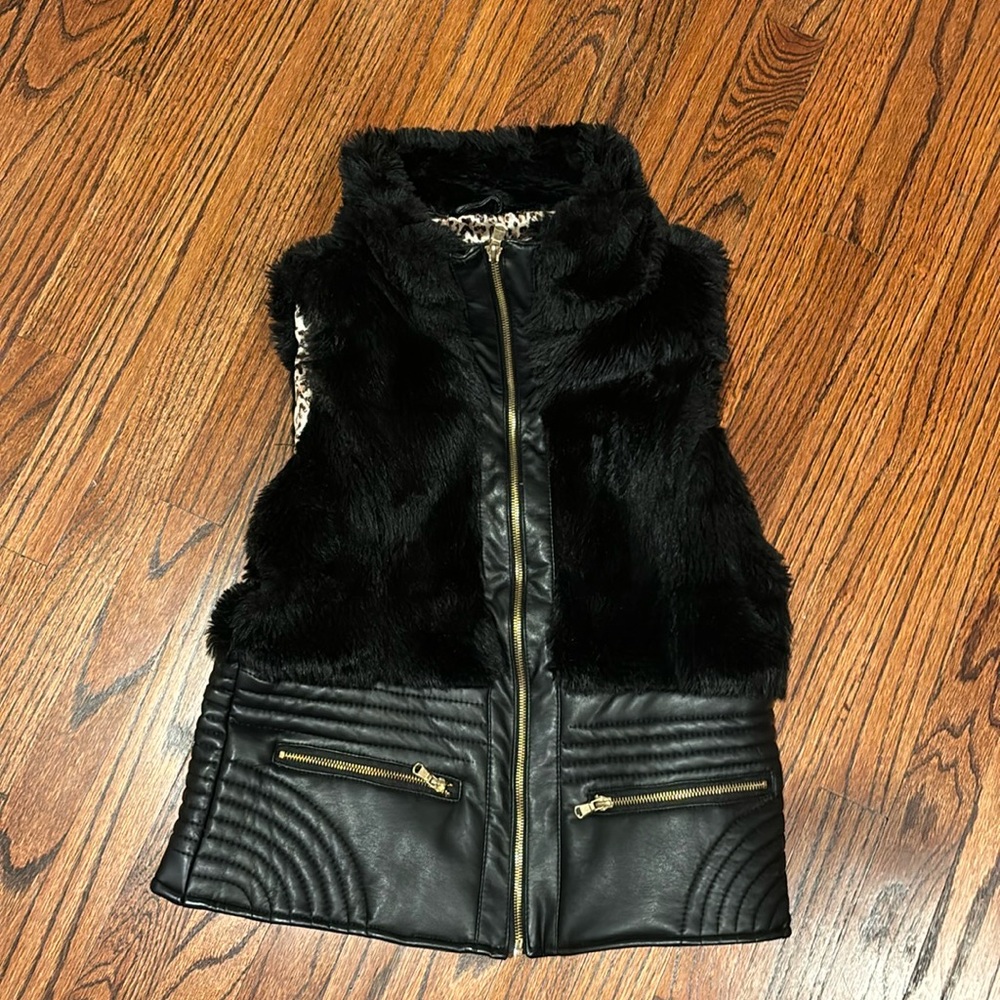 Black faux fur vest